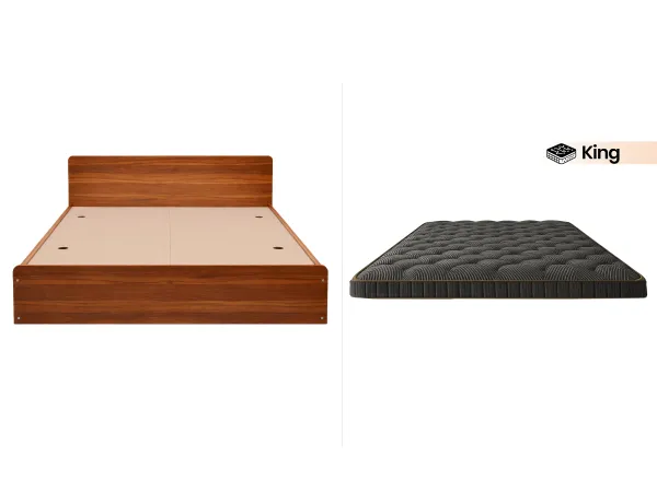 Luna King Engineered Wood (74 inch x 80 inch) With Premium Foam Mattress King Size (78 x 72 x 4 inches)